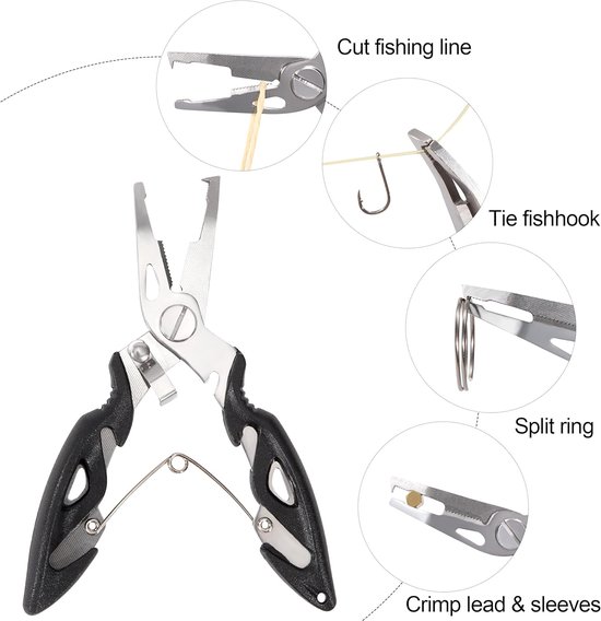 Stainless Steel Fishing Pliers, Multi-Purpose Fishing Pliers, Cord Cutter, Split Ring Opener, Fishing Tool, 3 Pieces - ShopVlot — afbeelding 2