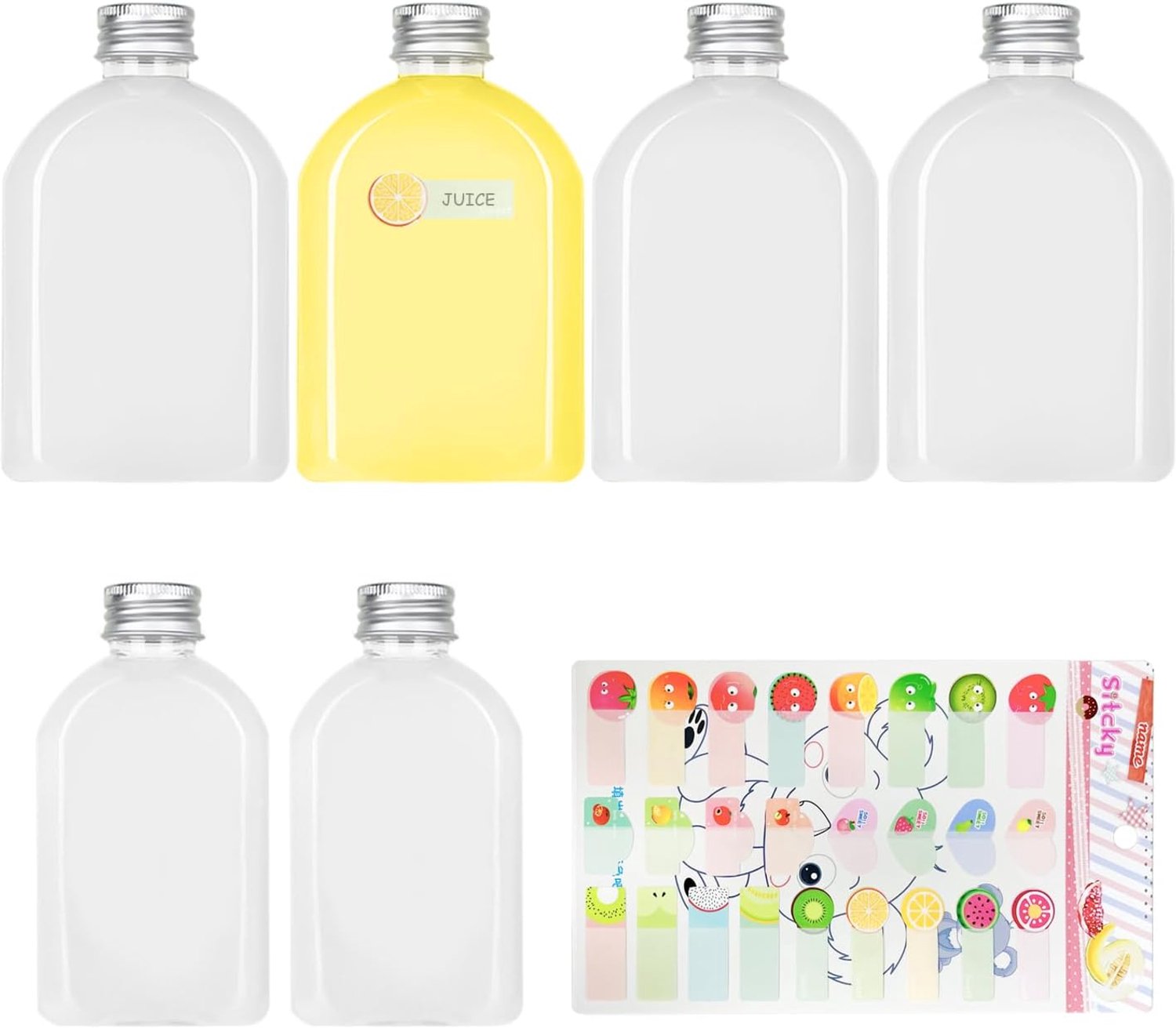 Transparante sapflessen set van 6 - 100 ml en 200 ml - met aluminium deksel - ideaal voor opslag van dranken - ShopVlot