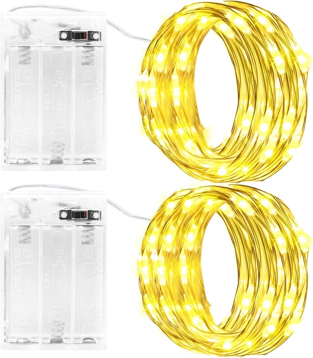 Lichtsnoer met batterij - Warm Wit - 6 m - Koperdraad met Timer - Voor Decoratie in Kamer en Tuin