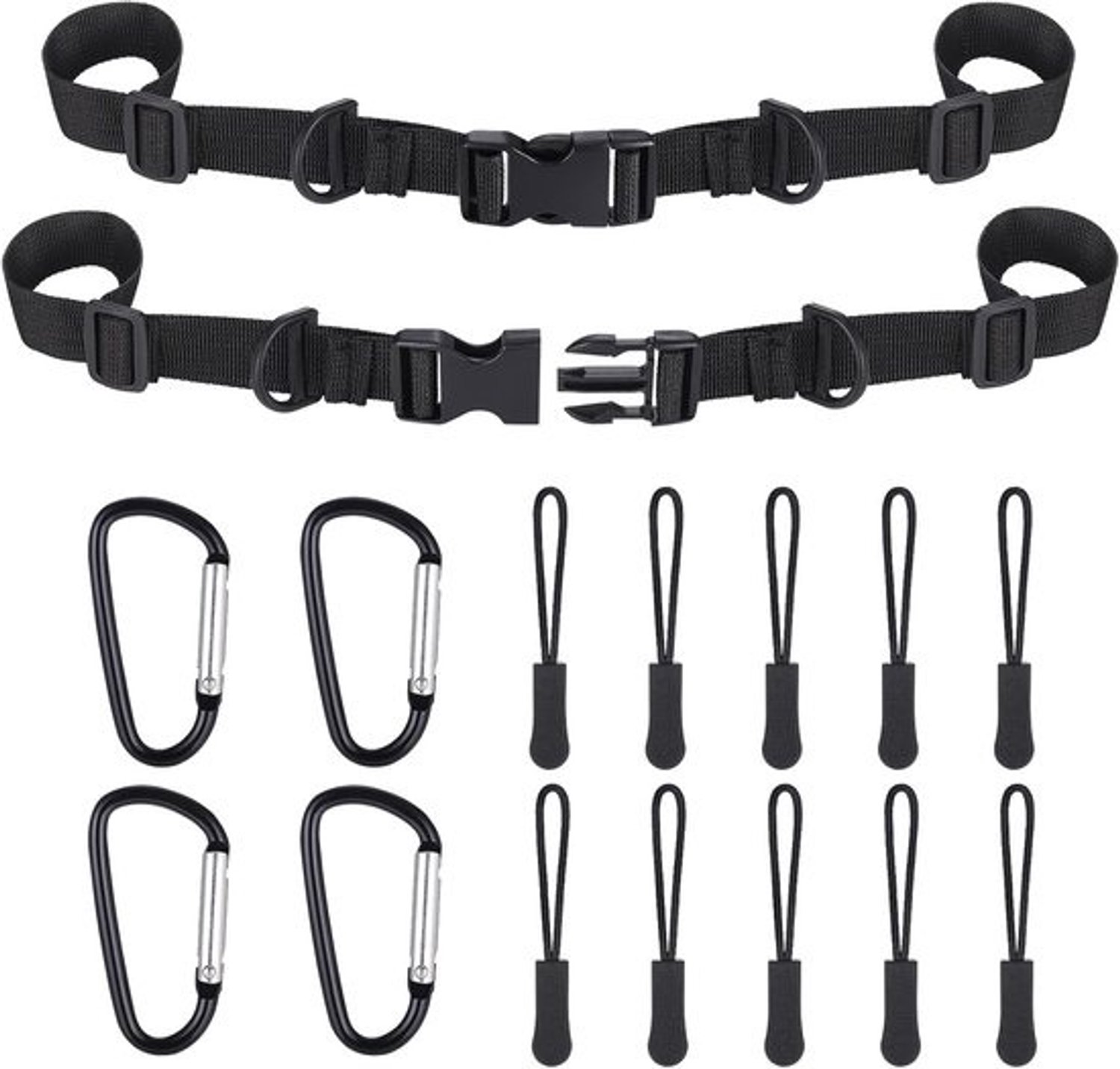 Rugzak borstband - Verstelbare riemen - Outdooractiviteiten - Quick release gesp - 2 stuks - Zwart