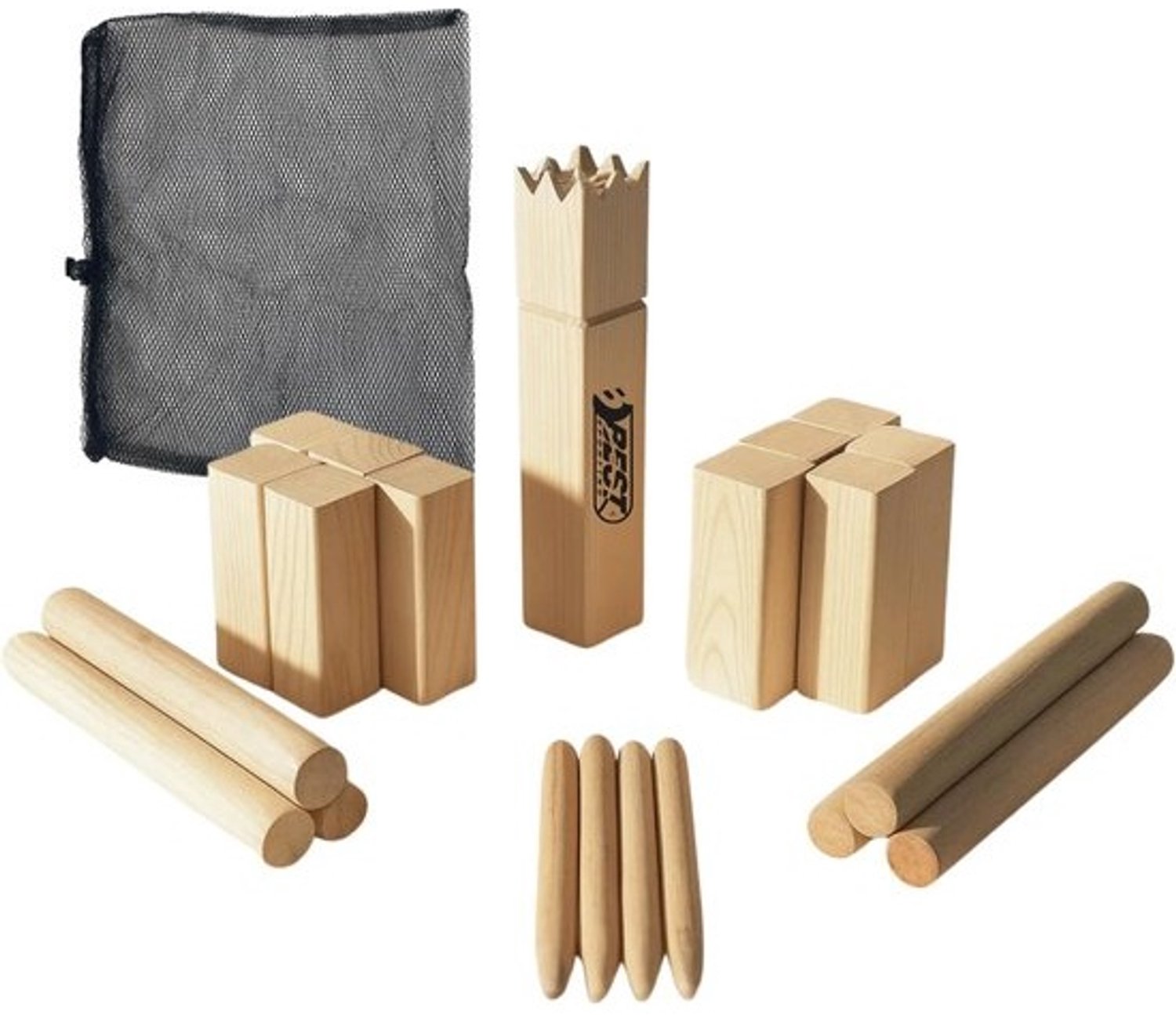 SnelShoppen - Nordmann-Schaakreisset, Kubb Spel voor Volwassenen en Kinderen, Houten Werpspel, Compact Gezelschapsspel voor Buiten met Draagtas, Perfe