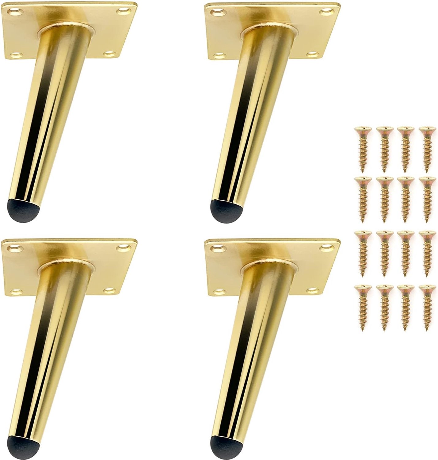 Set of 4 furniture legs, gold, tiltable, made of robust metal, 12 cm, table legs, sofa legs for changing or adjusting - ShopVlot