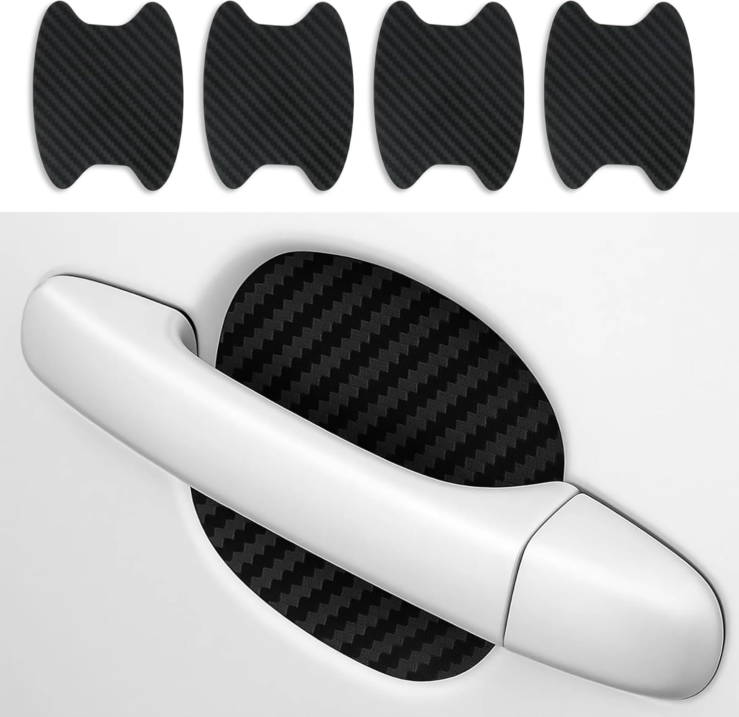 Autobeschermingsfilm 4 stuks - zwarte carbonfiber - krasbestendig - beschermt autolak - ShopVlot