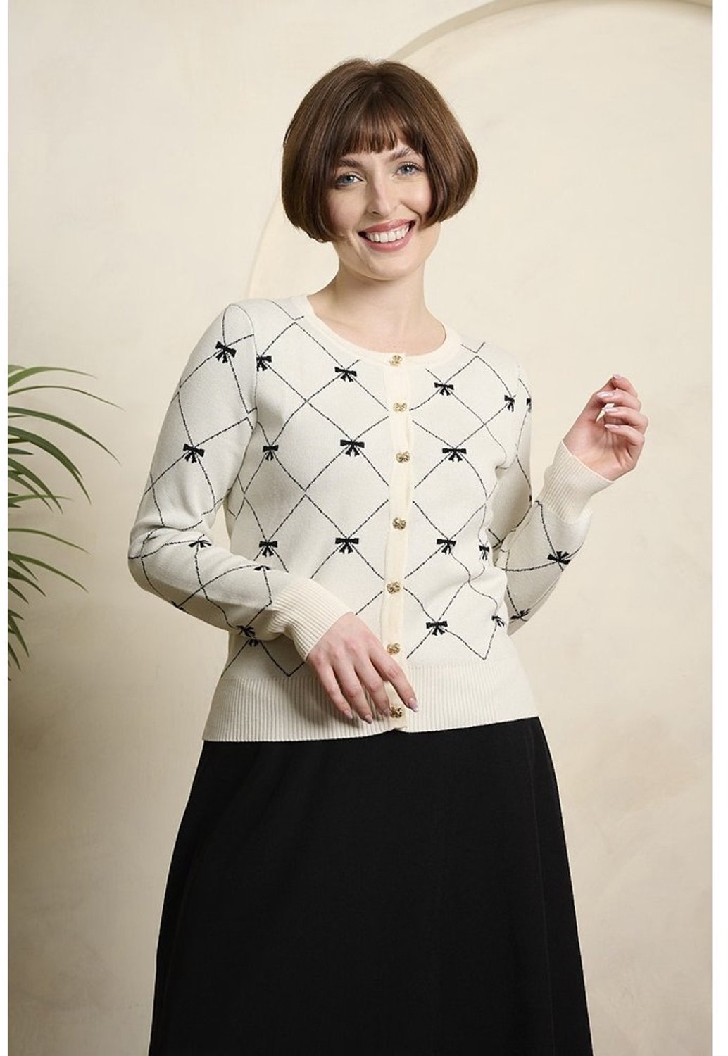 Banned - Betty Bow Cardigan - L - Creme