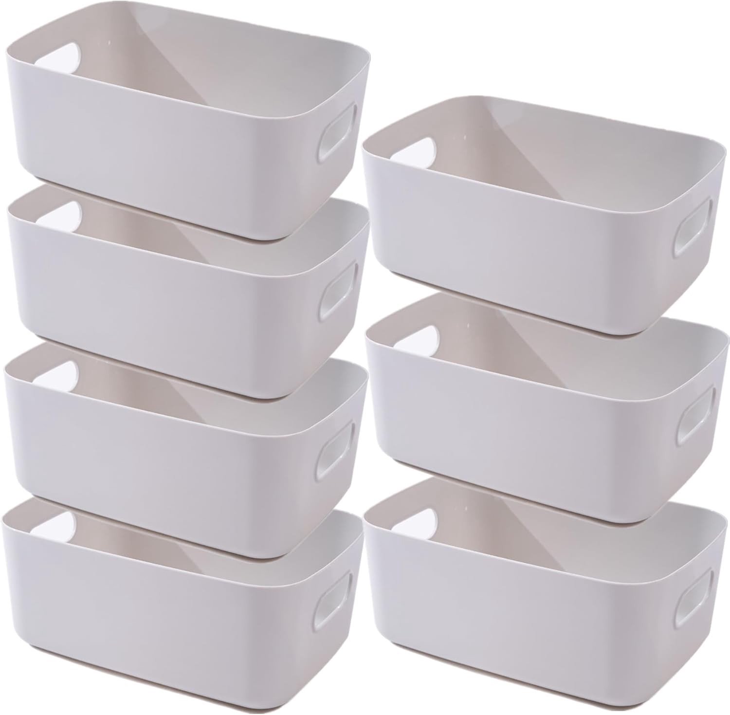 Plastic Opbergmand - Grijs - 25 x 18 x 10 cm - Kunststof met Handgrepen - Voor Thuis en Kantoor