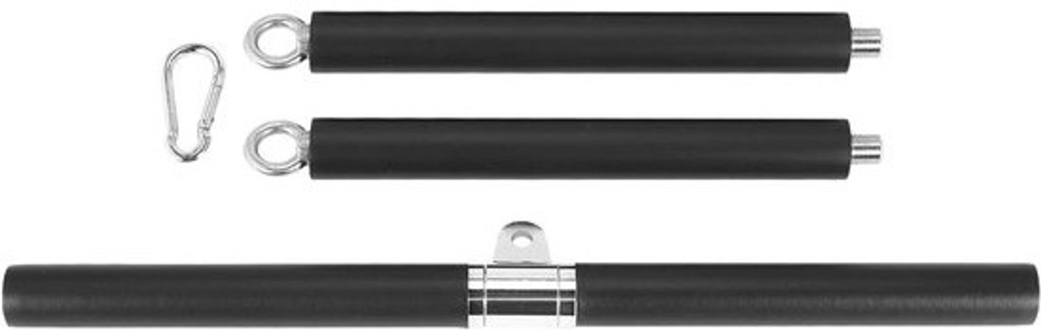 Verstelbare Lat Pulldown Bar - Kabel Machine Bevestiging - Kracht Training - Afneembaar in Drie Segmenten - 100 cm - Zwart