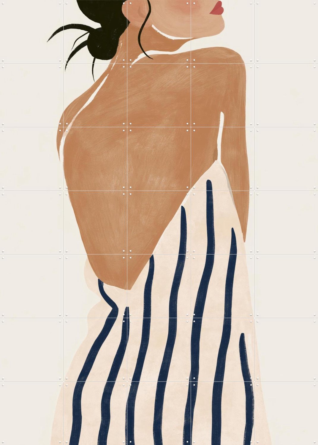 IXXI Sunday Stripes, Atelier Pommeline - 100 x 140 cm - Grote wanddecoratie en posters - Minimalisme, Illustraties, Modern, Slaapkamer, Woonkamer Beige / Bruin