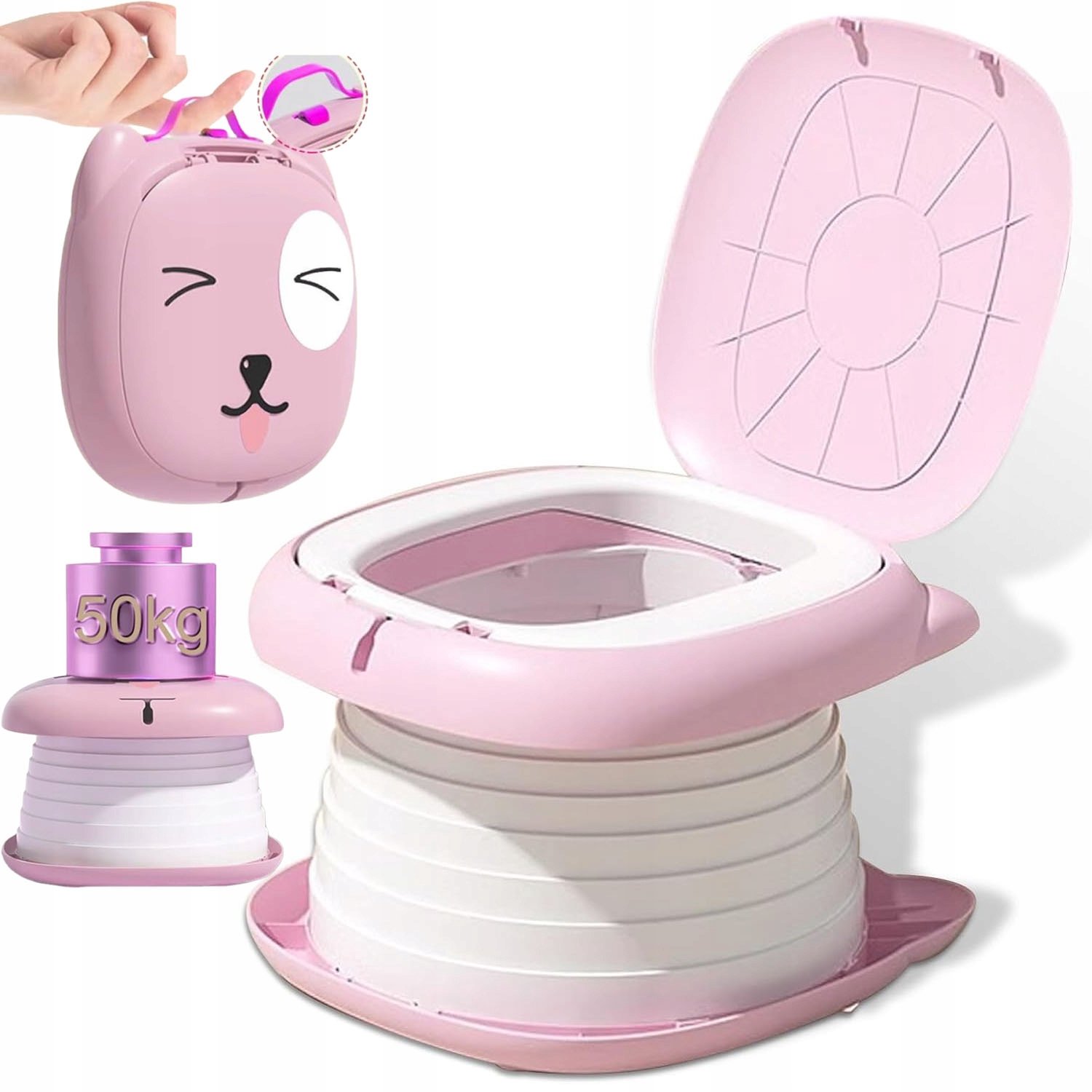 Opvouwbaar Reis Potje Kind Draagbaar Toilet Kamperen Groen/Roze