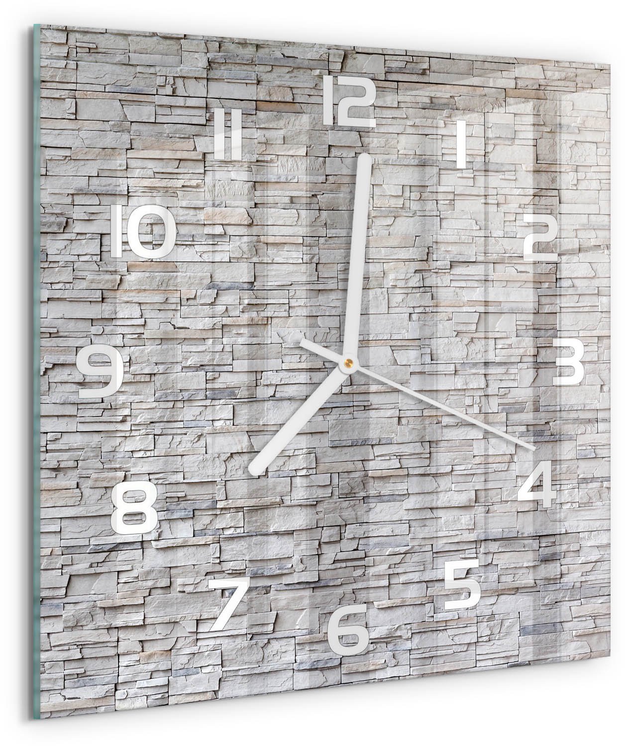 Tulup Wandklok - Zee Moderne Wandklok Glas - 30x30 cm - Blauw Wandklok Glas Decoratie - Witte handen - Vierkante Klok - Glazen Wandklok Design - Klok Glas Met Opdruk