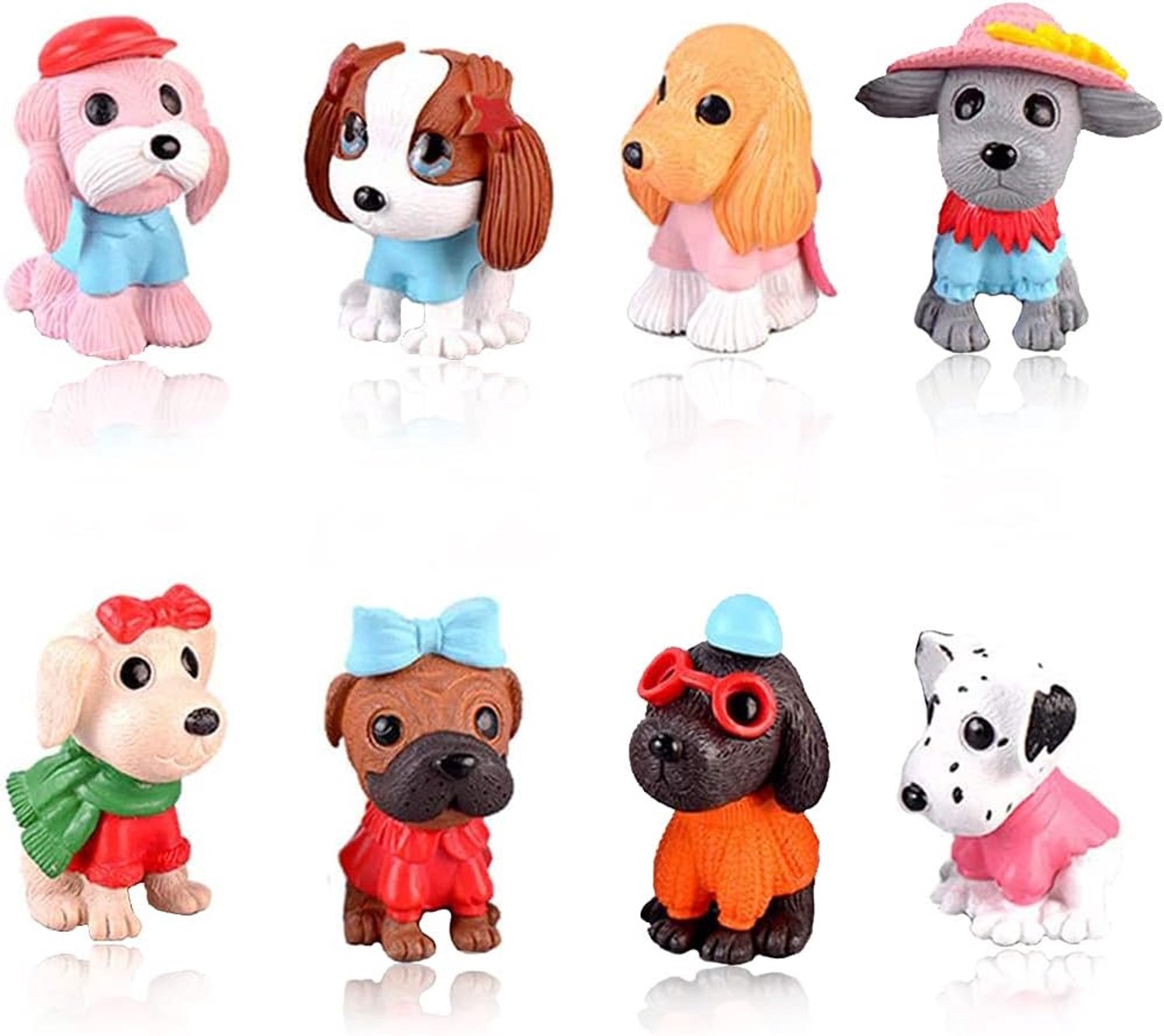 Hondentaartdecoratie 8 Stuks - Handgeschilderde Puppy Figuren - Realistische Dieren - Perfect voor Verjaardagen - ShopVlot