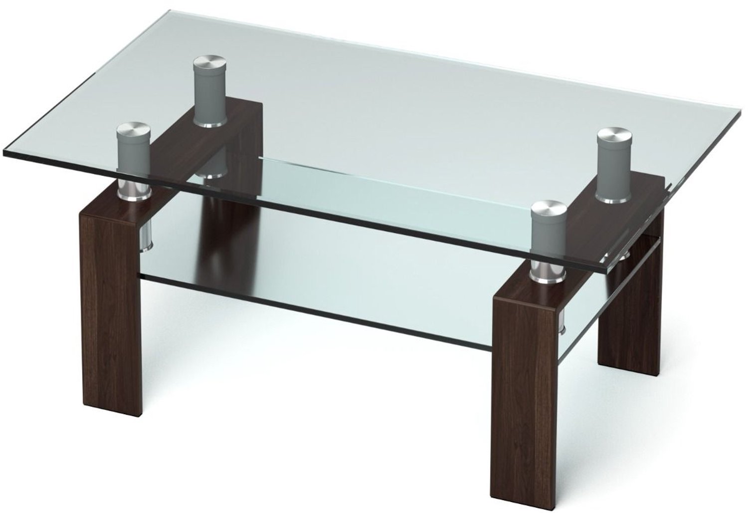 SureDeal® - Salontafel - Rechthoekige Bijzettafel - Niveaus Blad Gehard - 99,5x59,5x44,5 cm - Koffiebruin