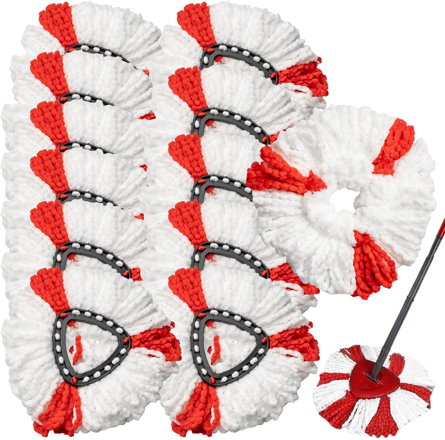 12x Ronde Mop Opzetstukken Microvezel - Universeel & Absorberend