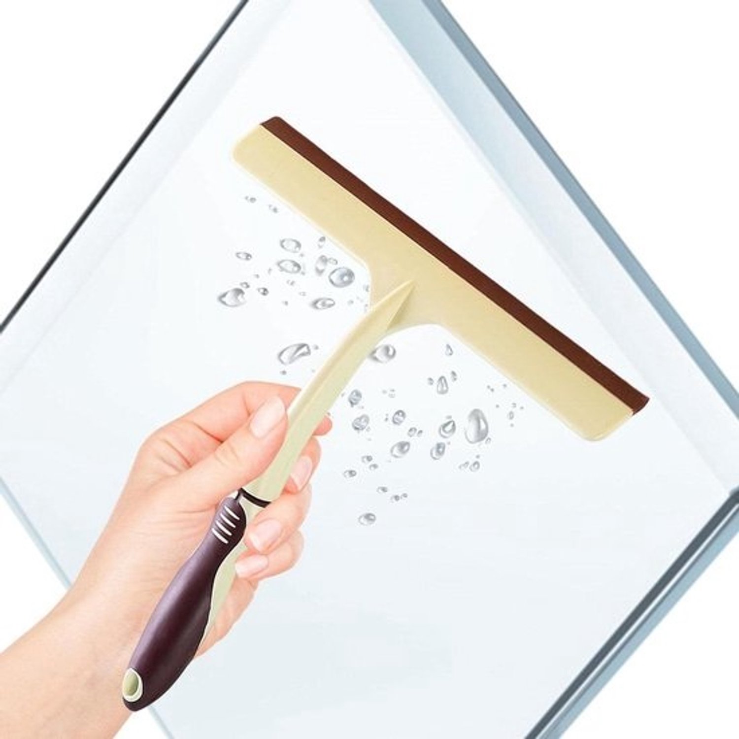 Douchewisser - Glasreiniger - Streeploos Schoonmaken - Flexibel en Elastisch - 26 cm - Beige