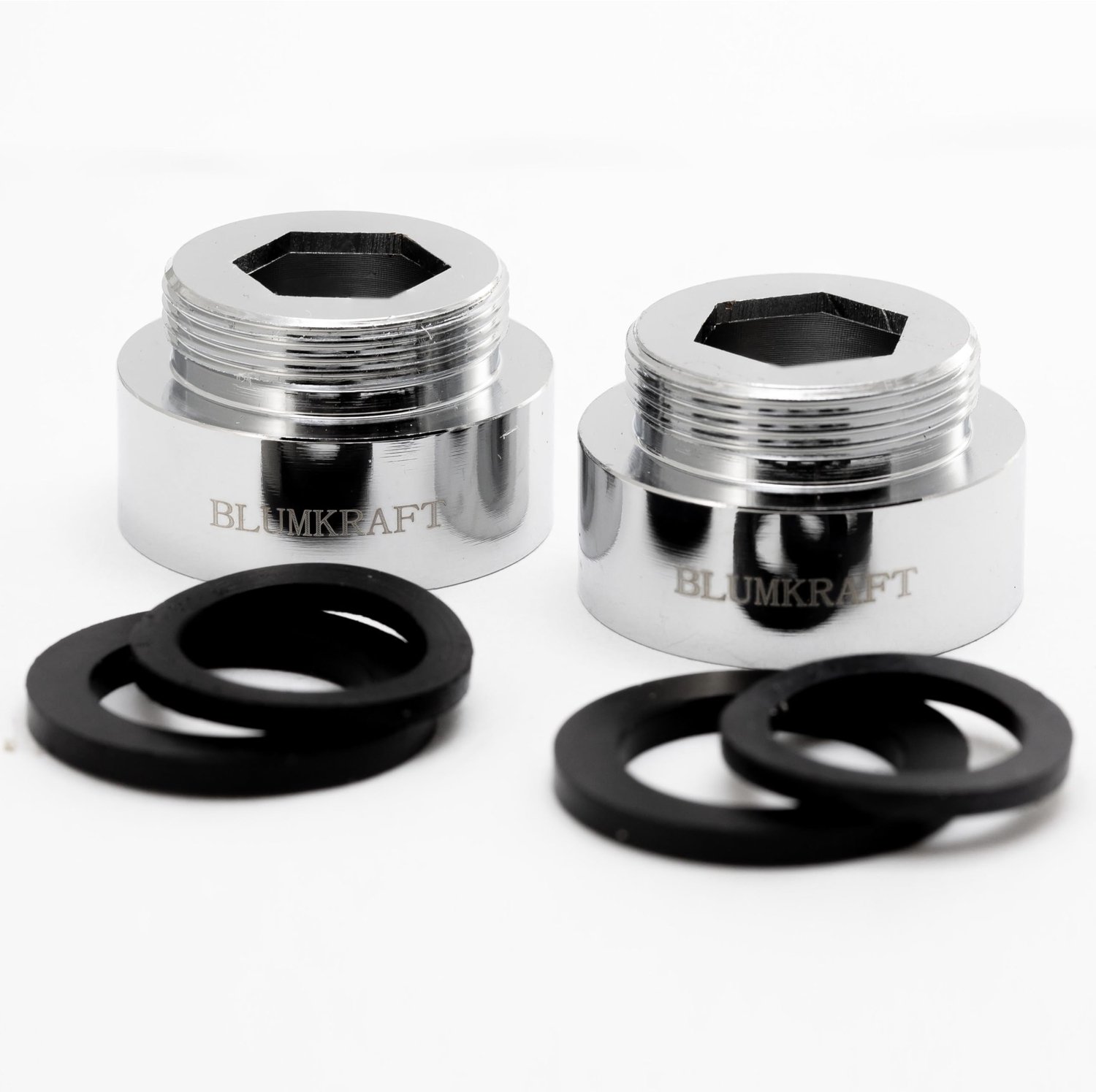 BLUMKRAFT F26-M22 Solid Metal Zilver Messing 26mm Vrouwelijk 22mm Mannelijk Kraanadapter F26-M22 / M22-F26 (Verpakking van 2)