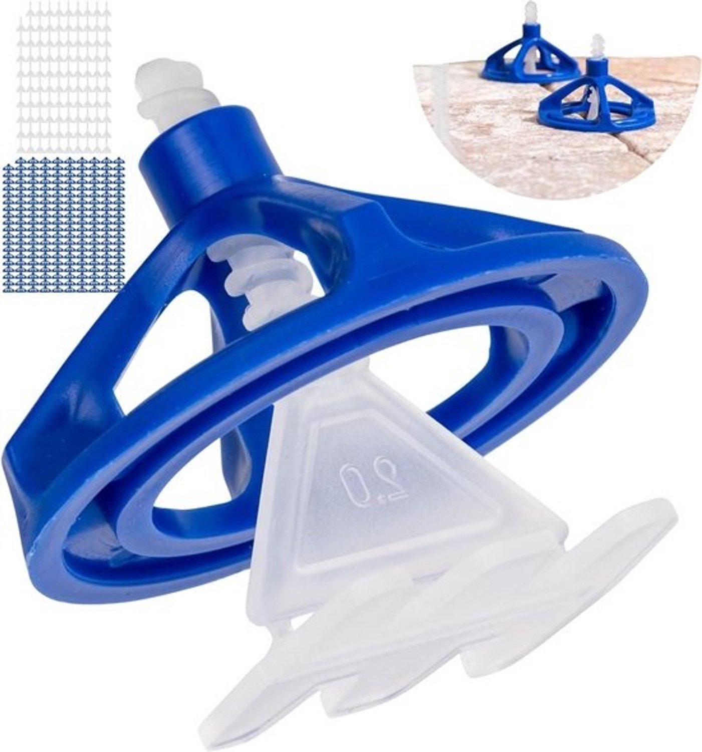 Tegelnivelleringssysteem - Tegelzet hulp - Professioneel Tegels Leggen - Universeel Geschikt - 200 stuks - Wit Blauw
