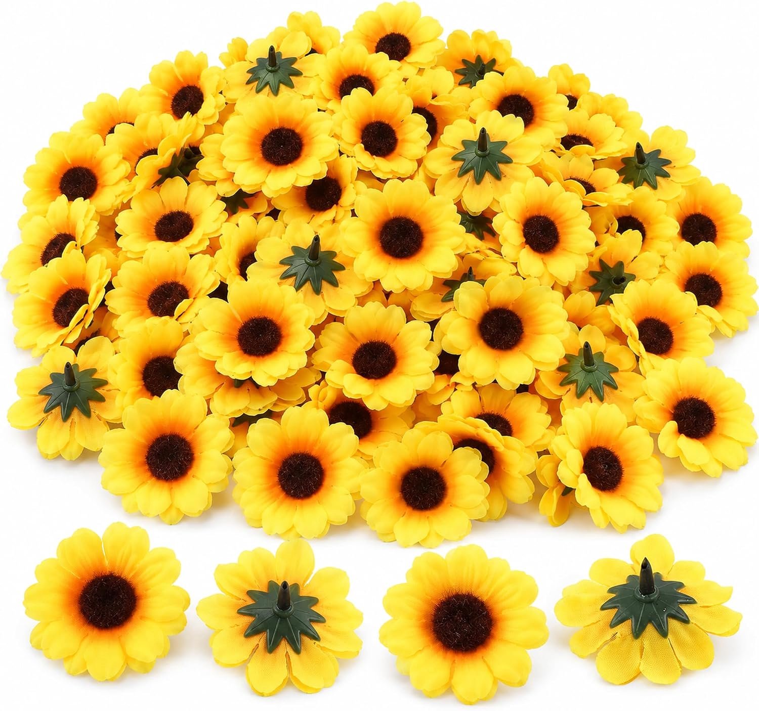 Kunstzonnebloemen 4,5 cm - Set van 150 stuks - Hoogwaardig materiaal - Perfect voor decoratie - Vemera