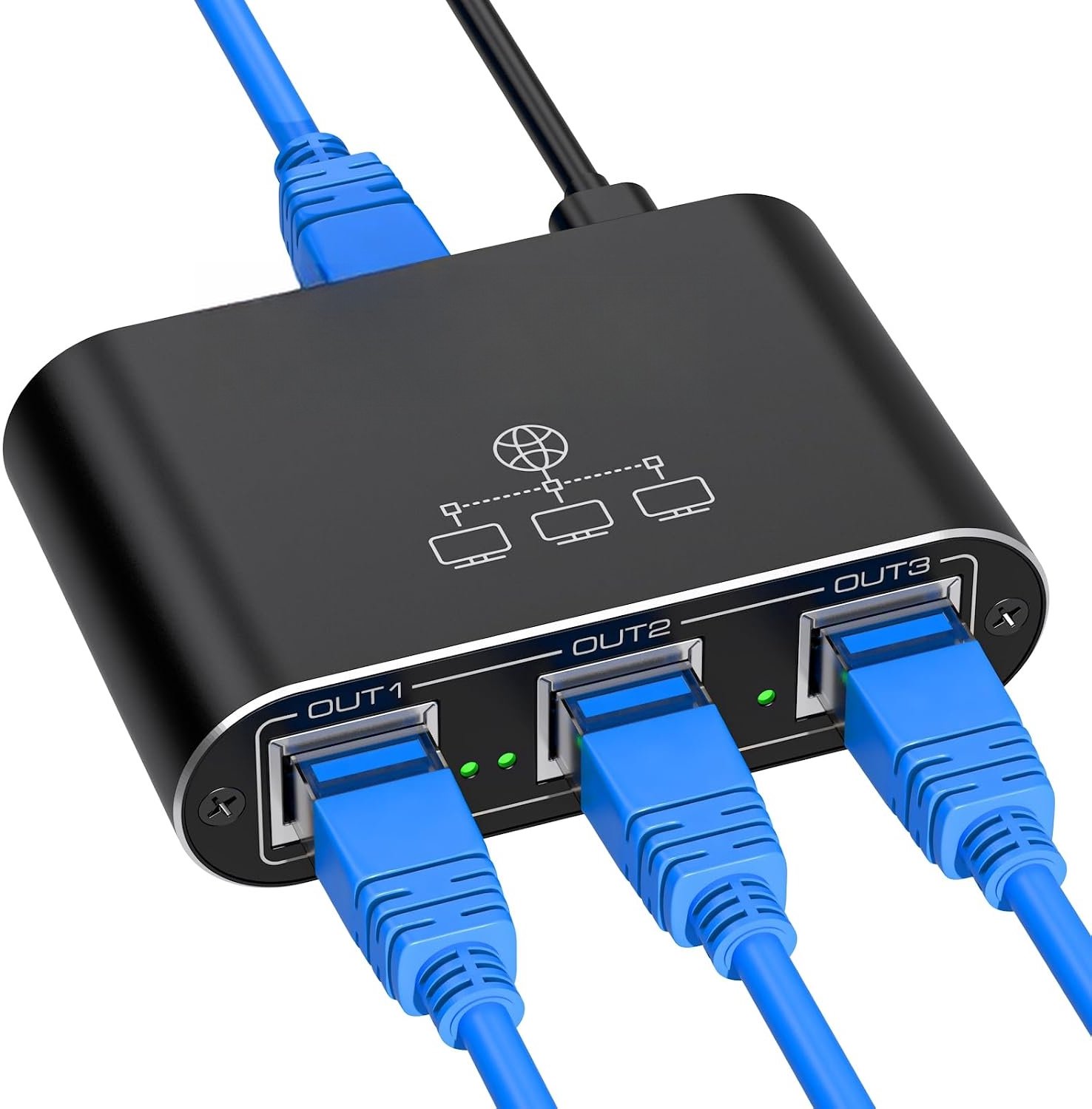 QEVA Internet Splitter - Netwerk Splitter - Ethernet Splitter - Zwart - 10cm x 3cm x 15cm