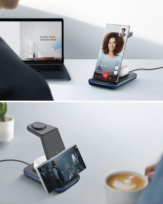 3-in-1 Oplaadstation voor Samsung S26/S25/S24/Z Fold/Flip, Draadloze Oplader voor Galaxy Watch en Galaxy Buds, Snellader in Zwart — afbeelding 2