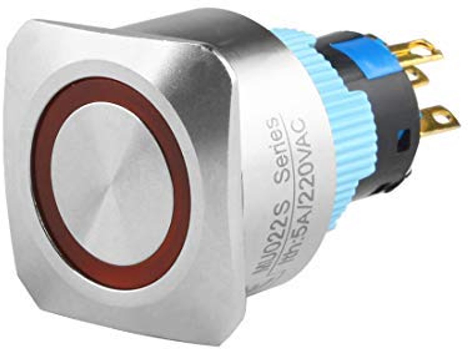 Drukknop schakelaar met 12V ringindicator - RVS behuizing - Waterdicht en zelfvergrendelend - ShopVlot