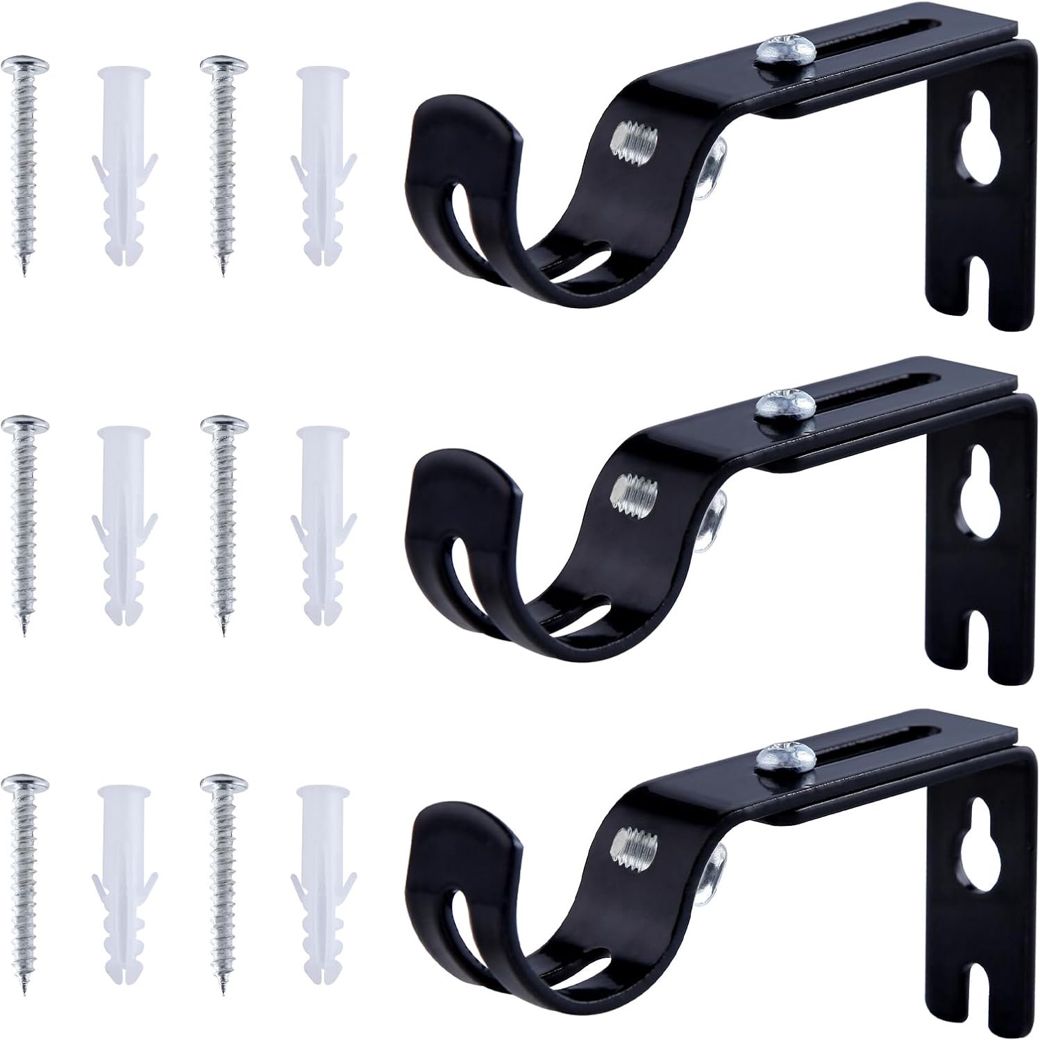 3 Pcs Adjustable Curtain Rod Holders Rod Holders Curtain Hooks Curtain Rod Hooks Curtain Rod Brackets for Wall Curtain - ShopVlot