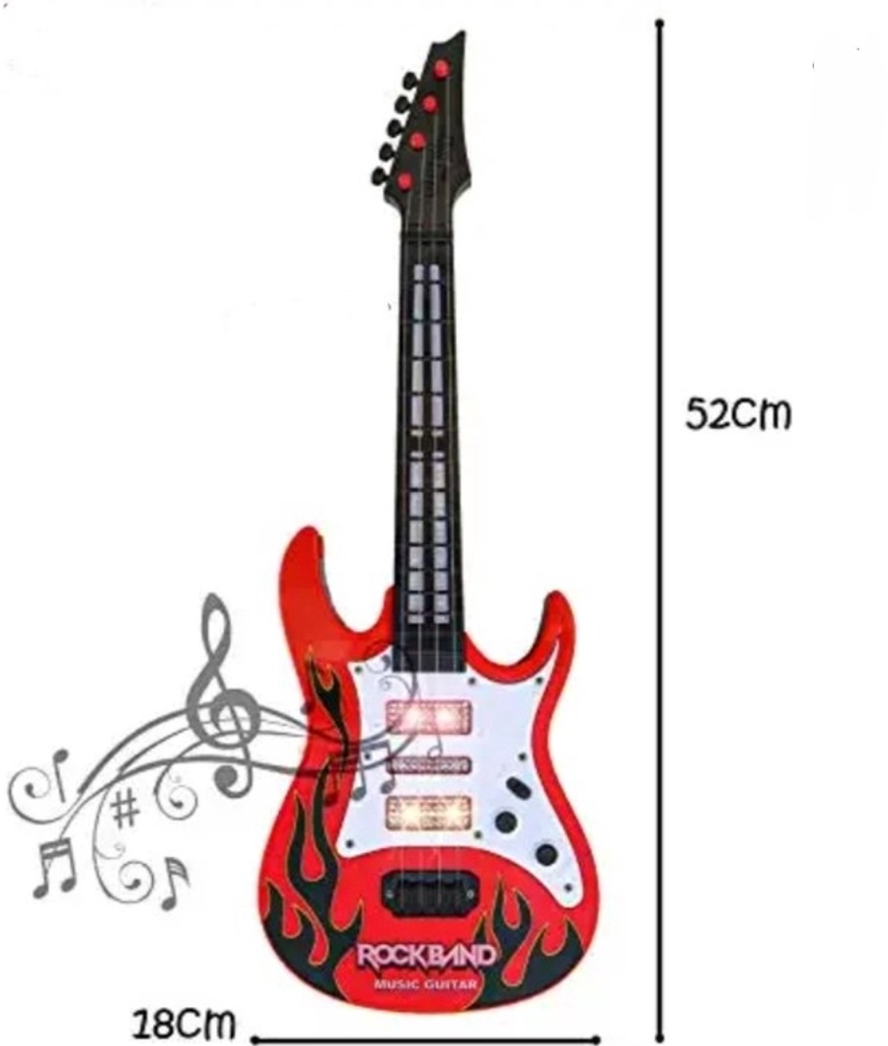 Ilso gitaar - rockband - licht en geluid - 52 cm - rood - inclusief batterijen