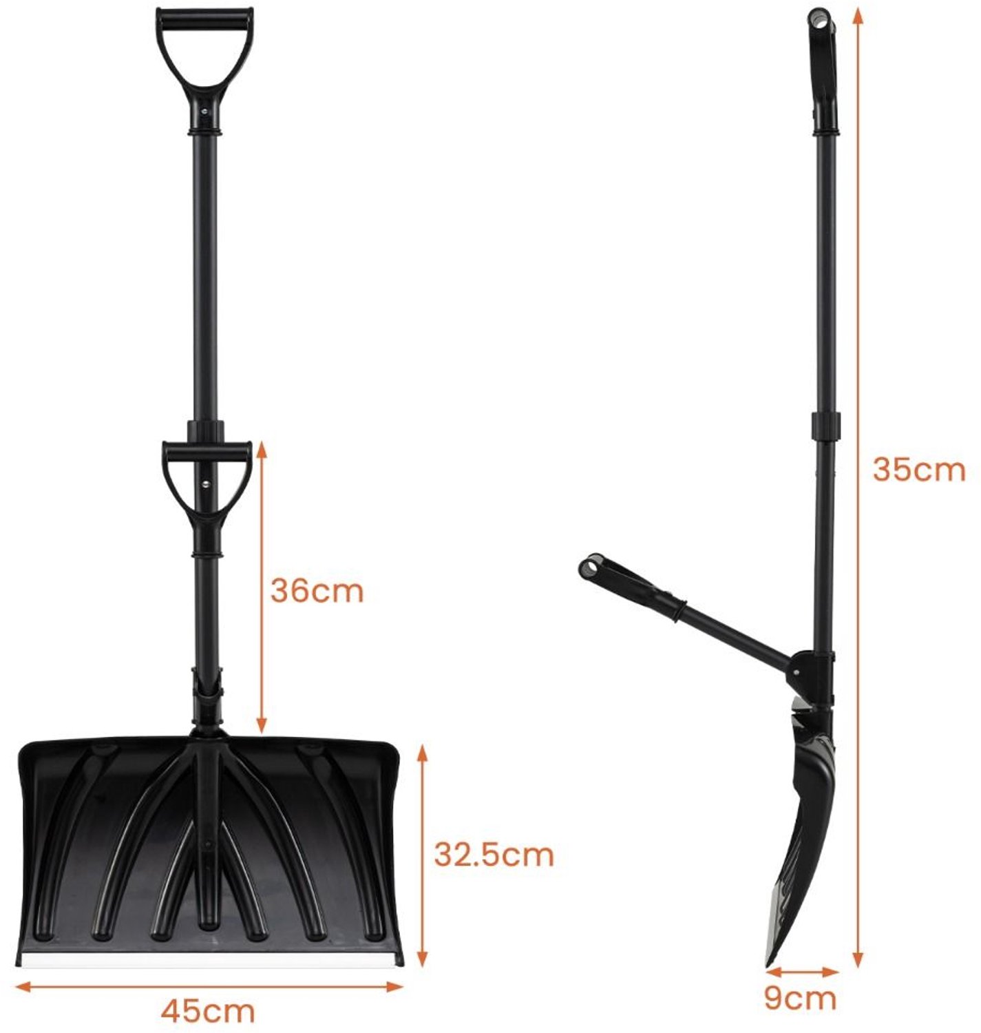 SureDeal® - Gereedschapsset - Sneeuwschuiver - Extra Handgreep Lang - Breed Blad handgreep - 45x9x135 cm - Donkerbruin