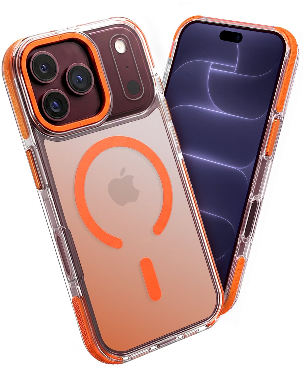 Hoesje - Geschikt voor Apple iPhone 18 Pro Max - Magsafe Compatible - Holographic - Sterk & Shockproof - Back Cover - Telefoon Hoes Shockproof - Shock Proof Case - Telefoonhoes - Oranje