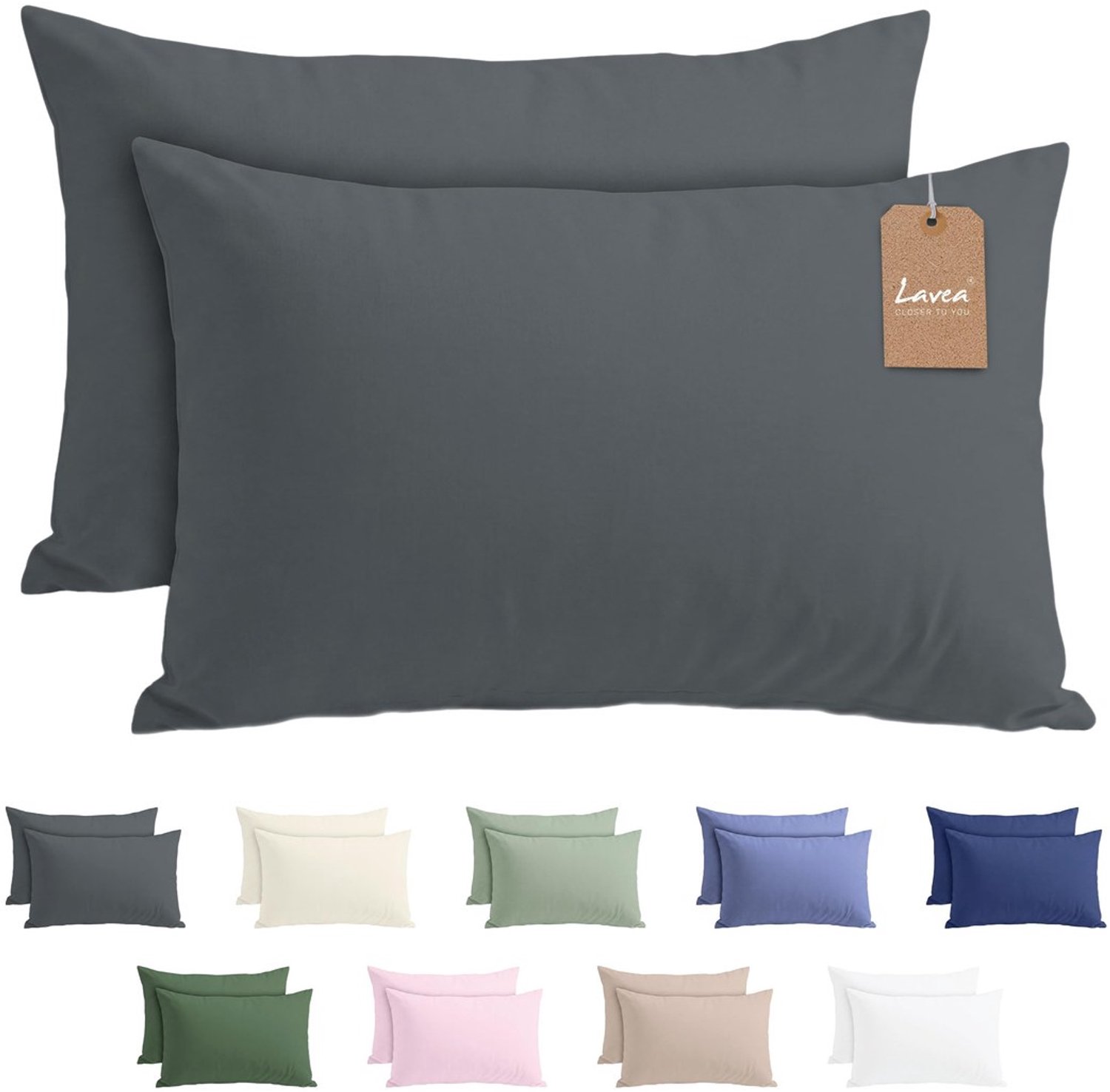 Duraxl Kussensloop - Microvezel - Antraciet - 40 x 60 cm - Set van 2