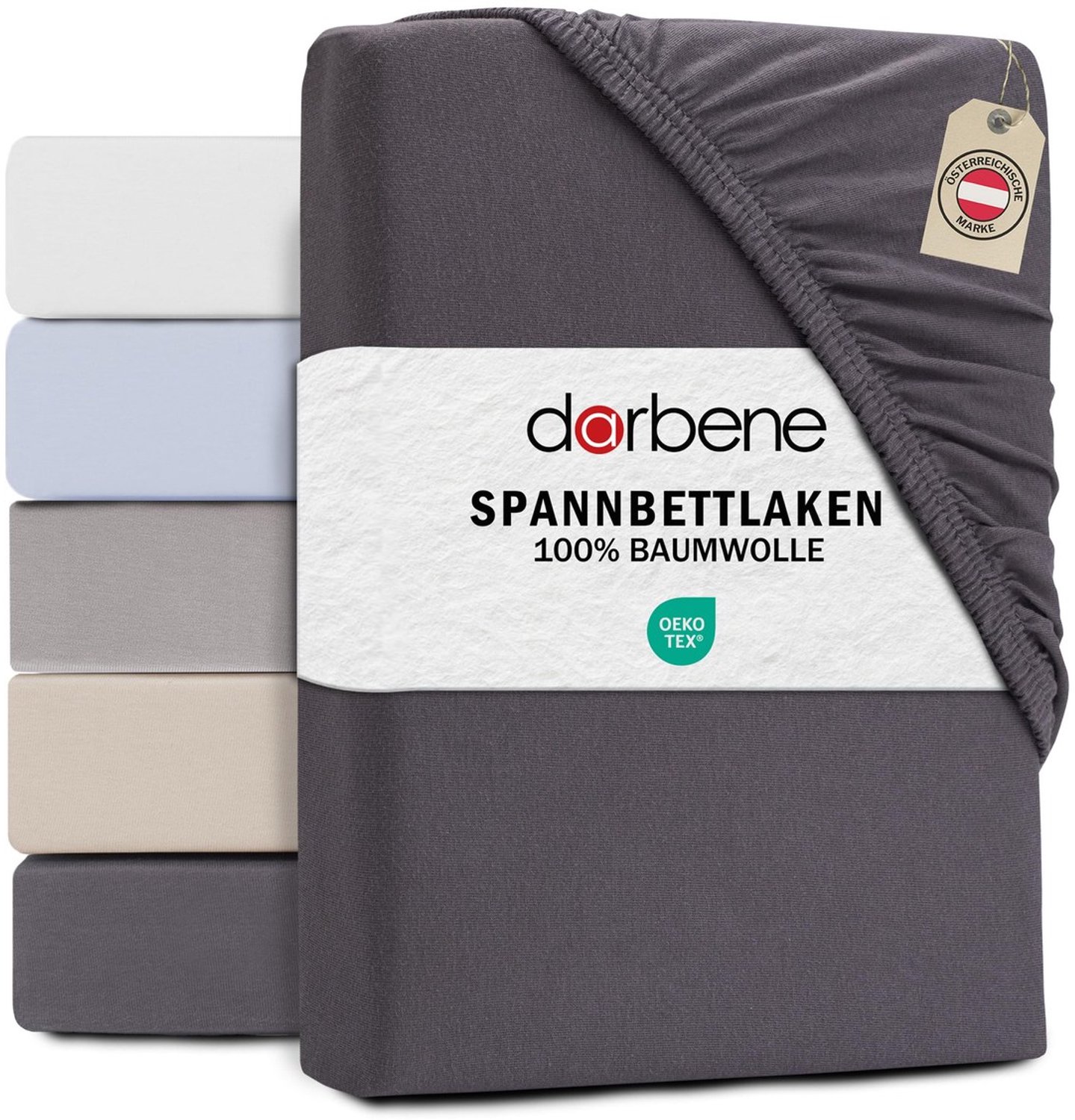 Duraxl Hoeslaken - 180 x 200 x 30 cm - 100% katoen - Antraciet
