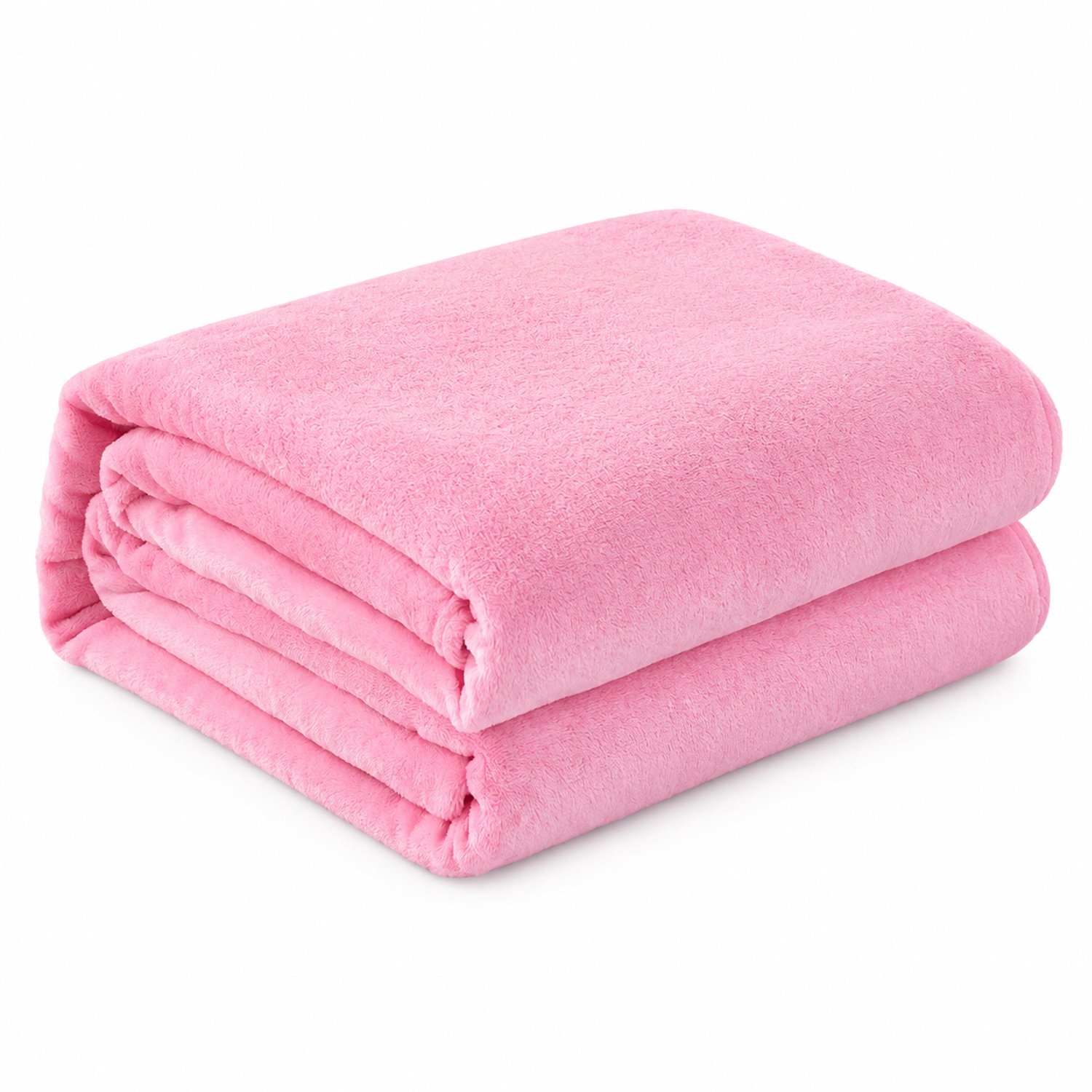 SWGOTA Lichtroze flanellen plaid 150 x 200 cm - effen polyester deken voor bank en bed