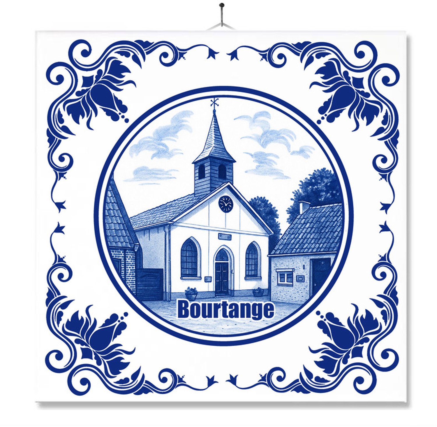 MC Living Tegel Met Opdruk | Bourtange | Delft Blauw | Cadeau | Inclusief Geschenkdoos | Standaard | Ophangsysteem Ontwerp 1