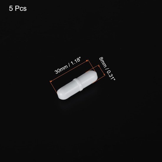 Magnetische Roer Mixer Tap, 30 mm x 8 mm, Ringvorm, PTFE Coating, Wit, Laboratorium, Verpakking van 5, Perfect voor Chemisch Onderzoek en Experimentele Toepassingen — afbeelding 5