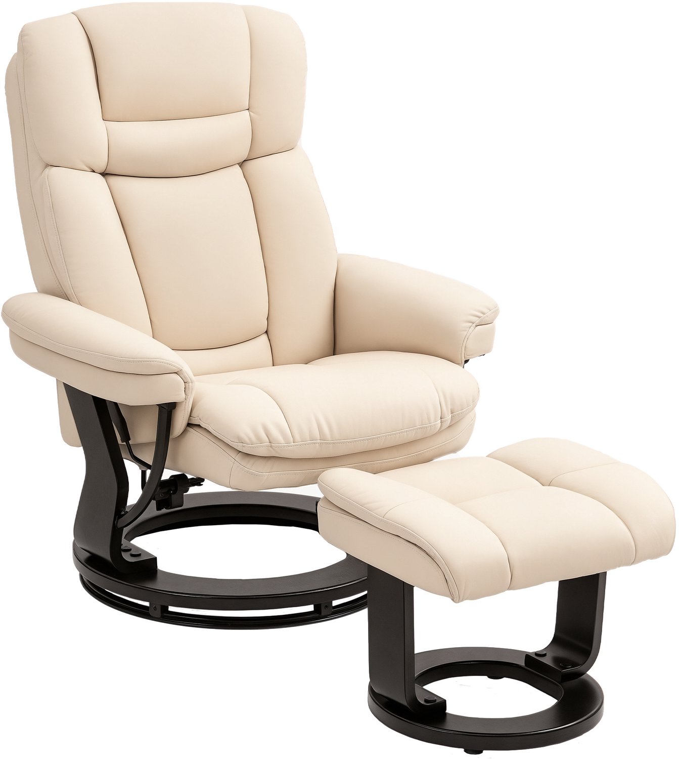 Homcom relaxfauteuil met hocker, pocketvering - Tv-fauteuil, ligstoel - Crèmewit Cremeweiß