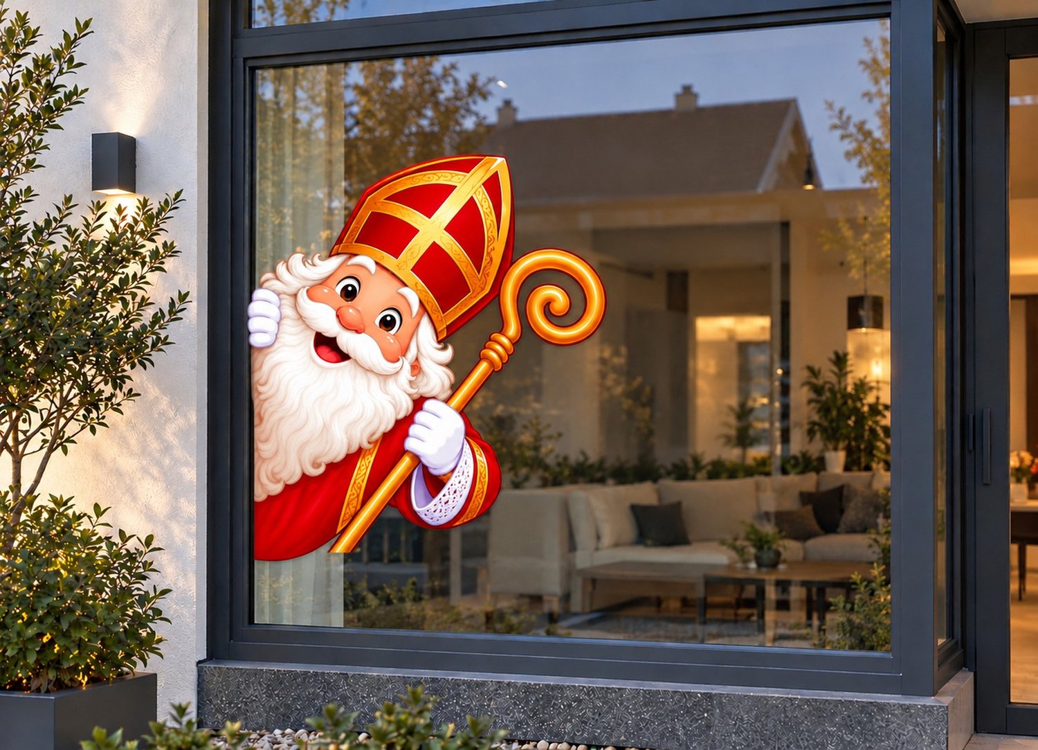 De Stickerman Sinterklaas Raamsticker 100cm Breed Herbruikbaar Weerbestendig (V28) Multi
