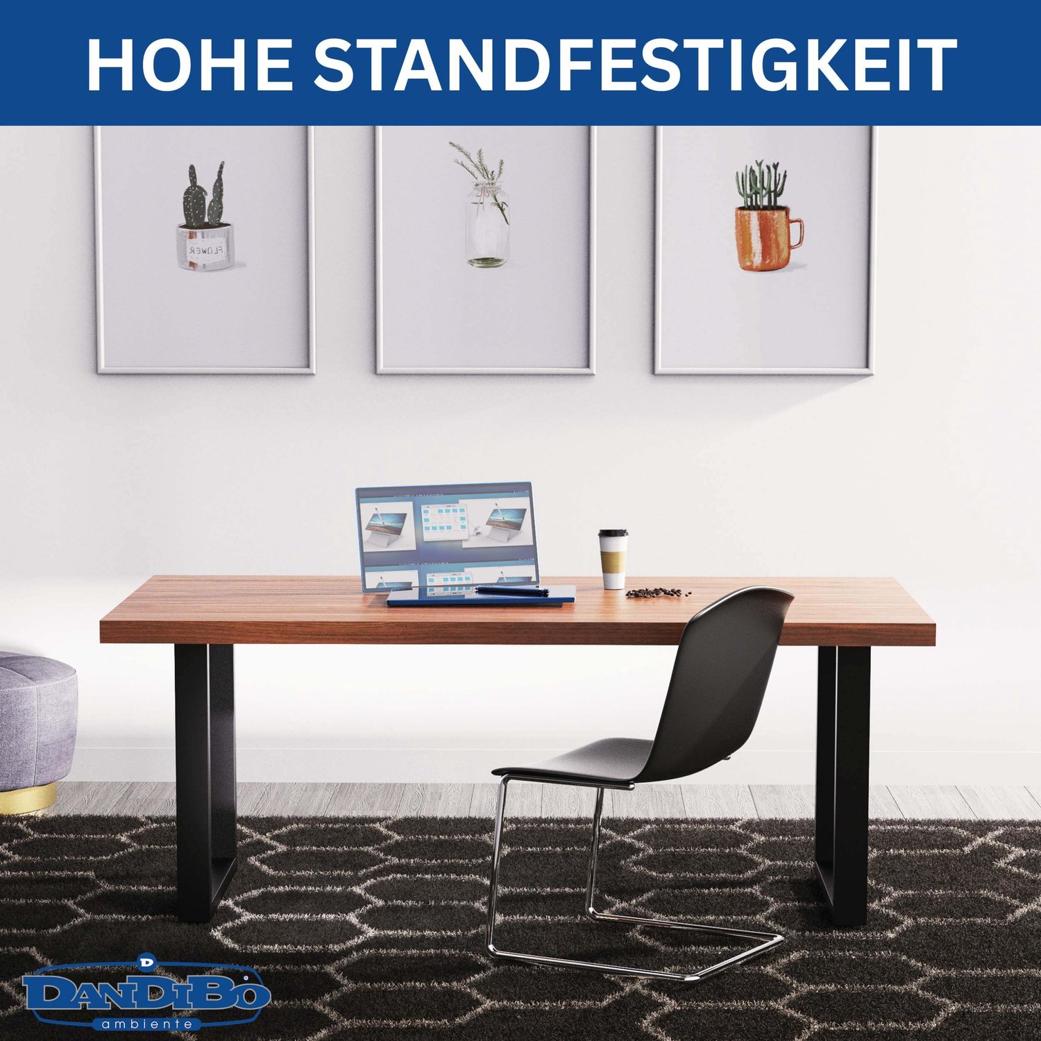 ‎DanDiBo DanDiBo Tafelpoten U-vorm - Set van 2 - Zwart metaal - 72 x 62 cm