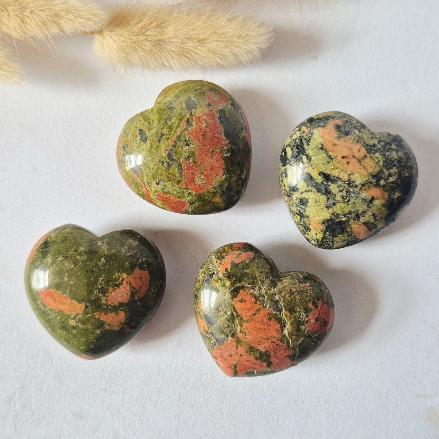 Moonlight Gemstones Edelsteen Bol Hartje Zaksteen 3-4cm – Unakiet Meerkleurig