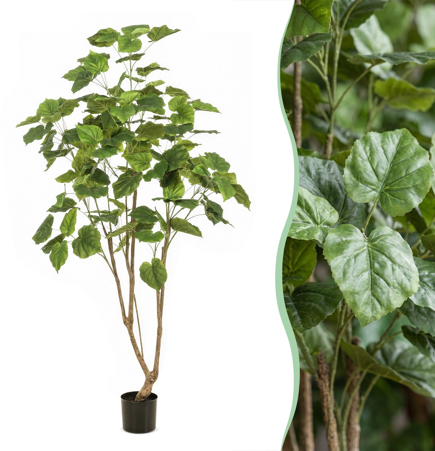 Green Boutiq Kunstplant - Ficus umbellate - Afrikaanse vijg - 180cm Bruin