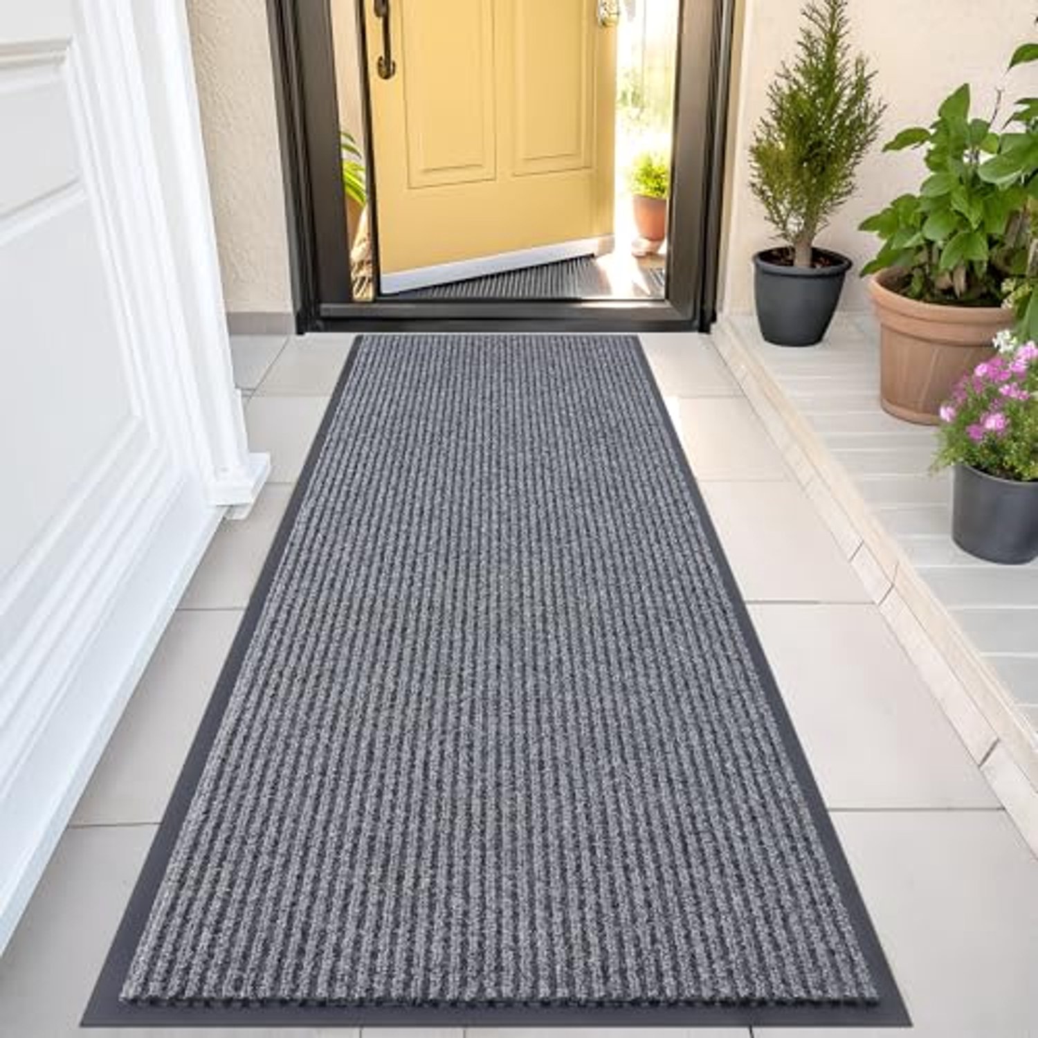 Homaxy Deurmat Binnen - Droogloopmat - Deurmat Antislip - Badkamermat - 58.5X119.5 cm - Donkergrijs