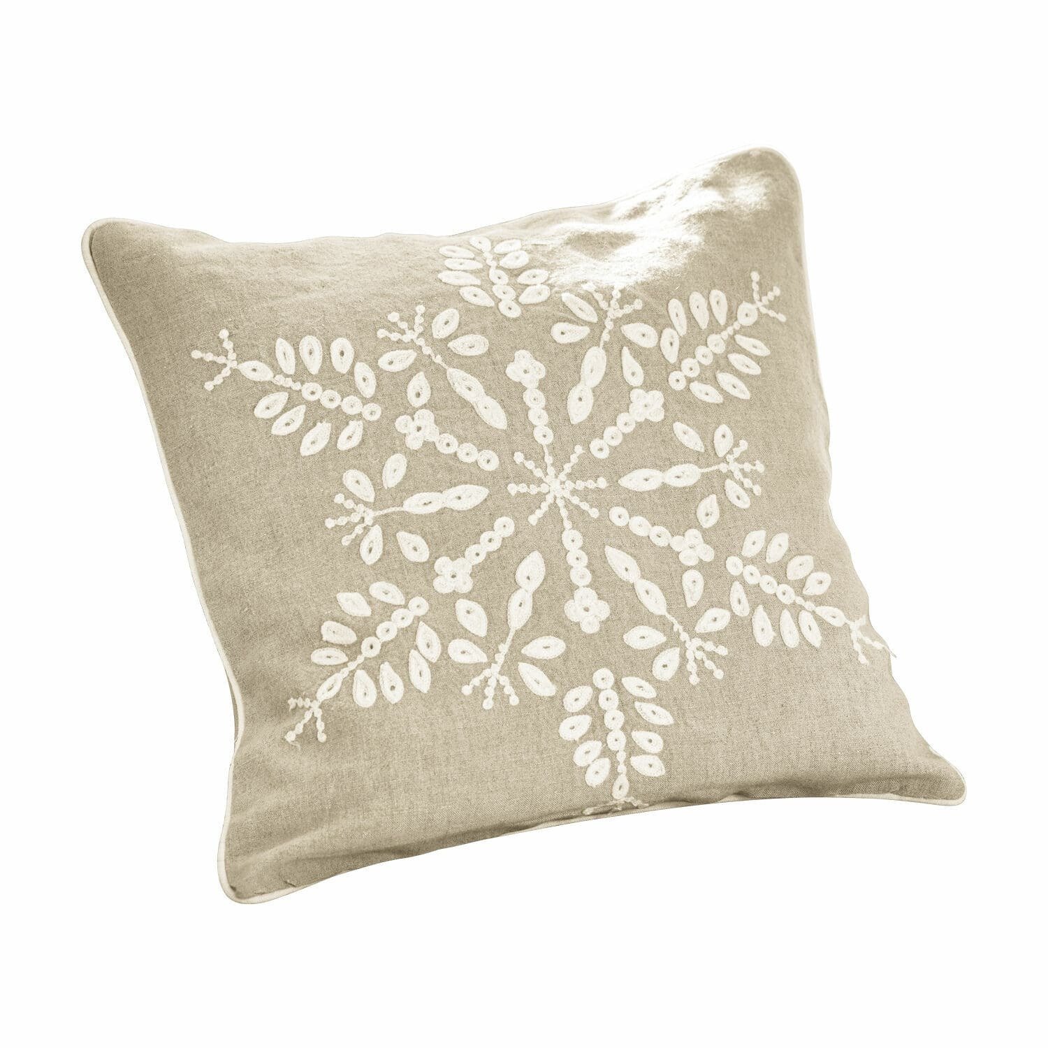 Loberon Kussenhoes Snowflake beige/wit