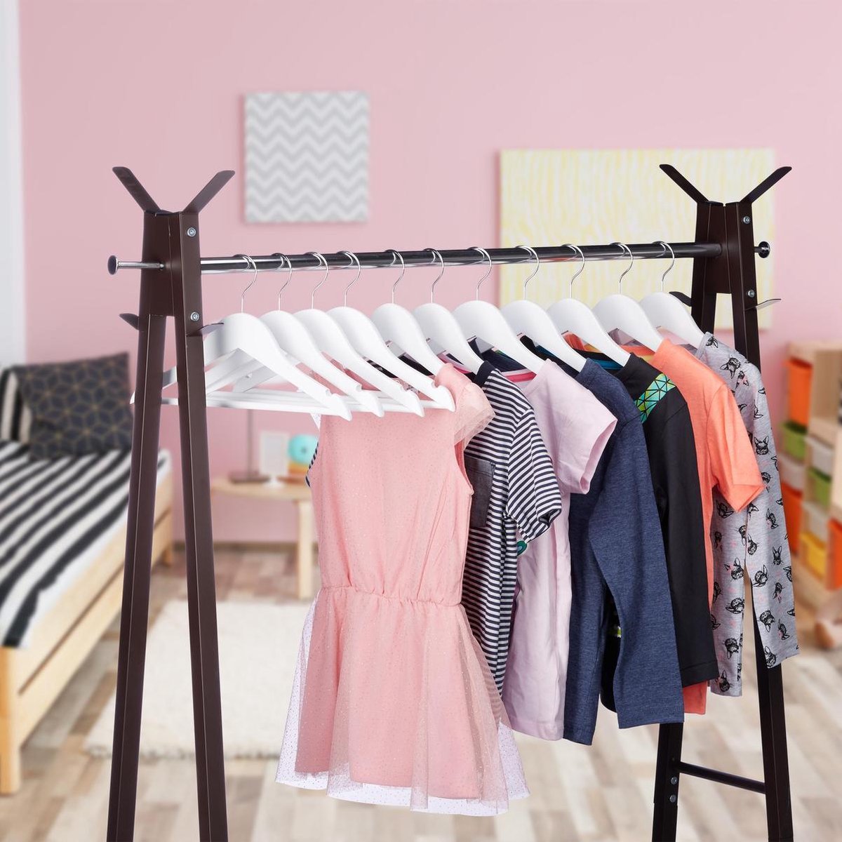 Relaxdays kledinghangers kinderen 20 st. hout kinder kleerhanger