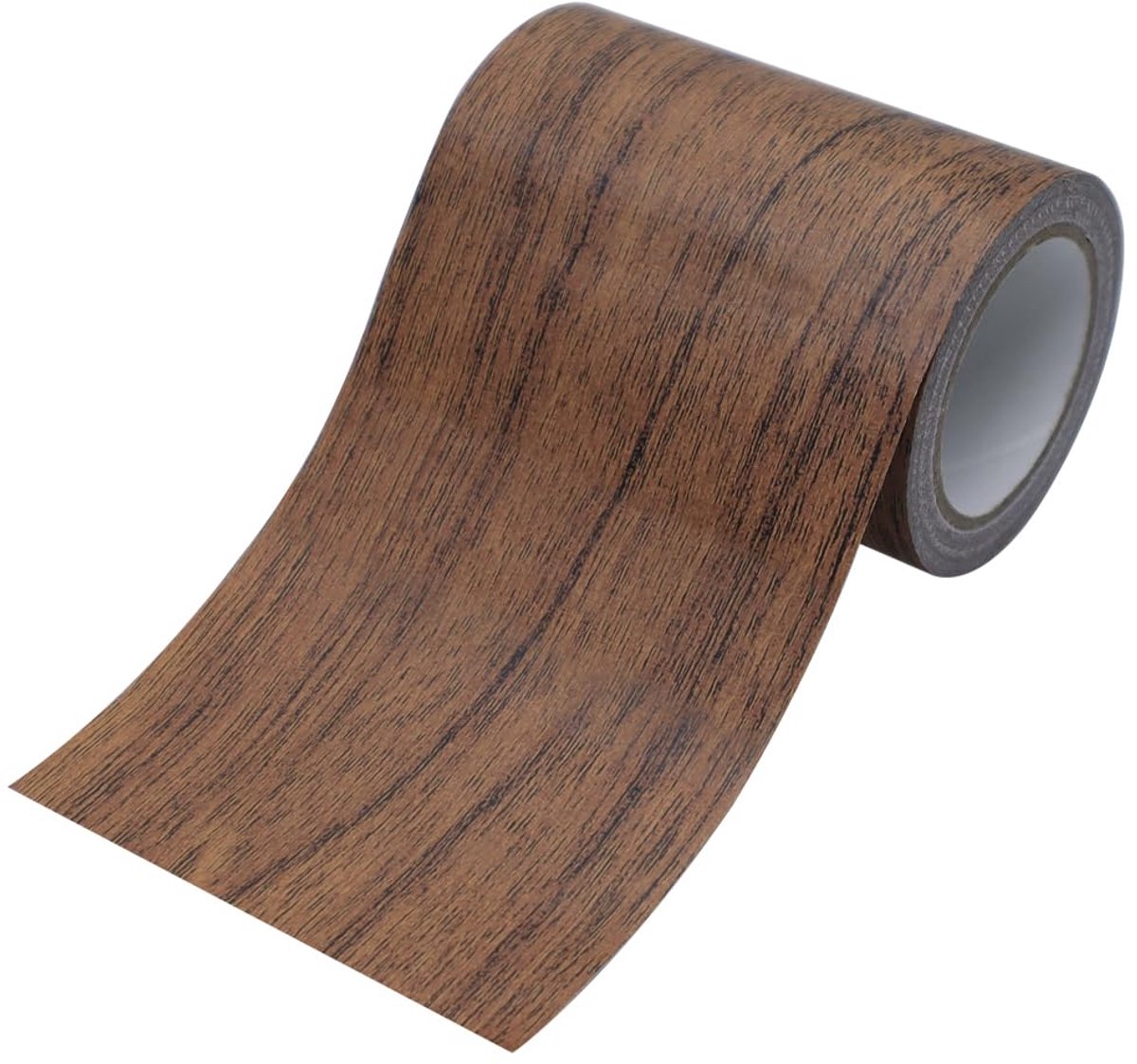 Plakband, 8 cm x 4,57 m, zelfklevend, houtnerf, pantsertape, sterk klevend, hittebestendig, voor reparatie van laminaatvloeren, meubels of deurranden (donkerbruin)