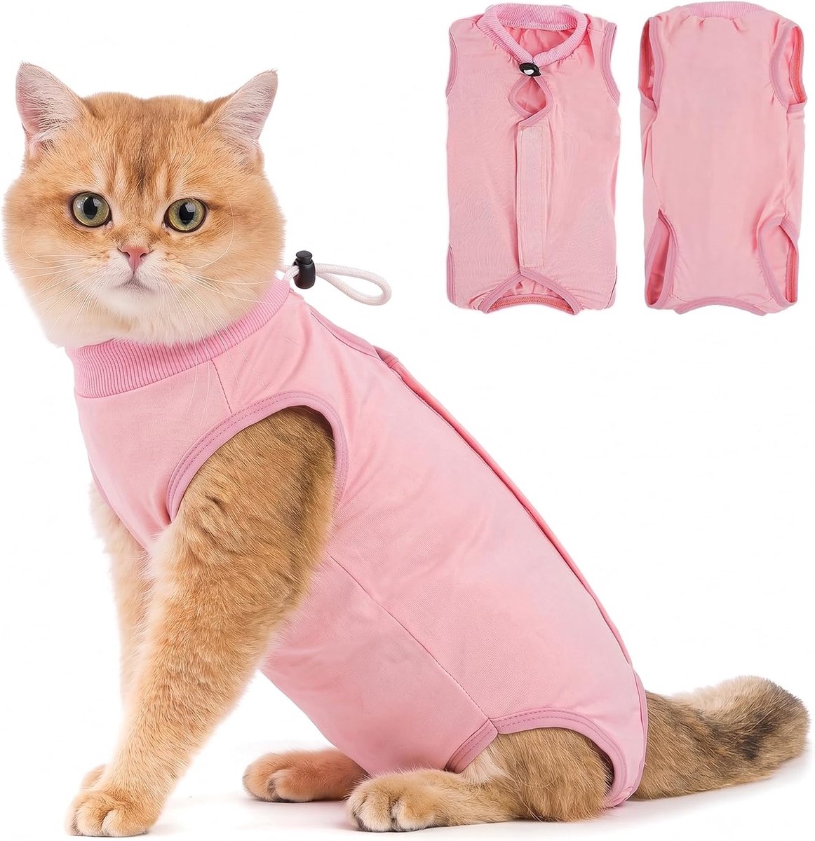 Herstelpak voor katten, postoperatie, alternatief voor Elizabethaanse kraag en kegelalternatief, kitten-onesie, chirurgisch afschermingsshirt voor buikwonden of huidziekten - roze (M)