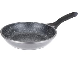 Pan van gegoten aluminium voor binnen, steenlook, Ø 20 cm H4,5 cm, Whitford Xylan antiaanbaklaag, 2-laags, PFOA-vrij, hittebestendige soft-touch handgreep, voor alle warmtebronnen