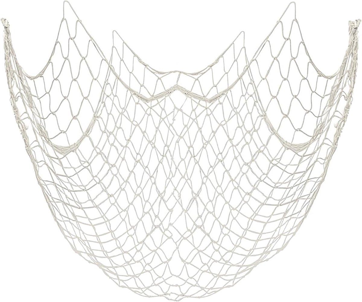 Visnet, piratendecoratie, visnet, wanddecoratie van natuurlijk visnet, wanddecoratie, voor feesten, bruiloften, huizen, fotografie, 1 x 2 m (gebroken wit)