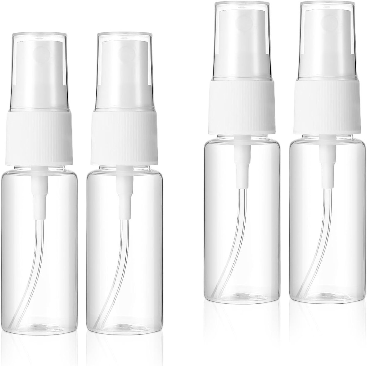 4 stuks kleine spuitflessen, 20 ml, leeg, draagbare plastic mini-spuitfles, navulbare spuitflessen, herbruikbare transparante verstuiverflessen voor parfums, water, cosmetica