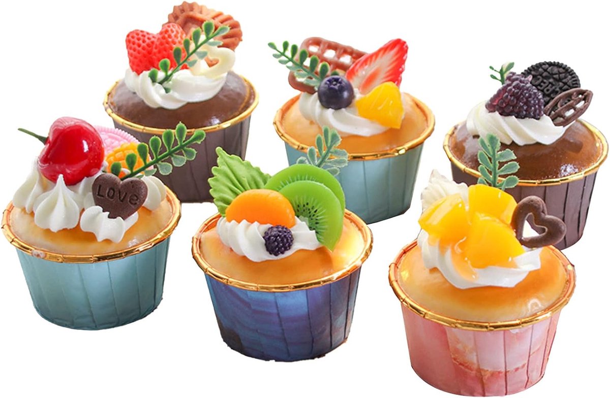 Cupcake-model 6 stuks kunstmatige cupcake realistische taartsimulatiemodel voor presentatie, thuis, keuken, desserts