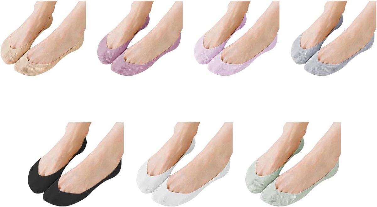 Sokken, lichte, dunne, onzichtbare, antislip en valbestendige hakken