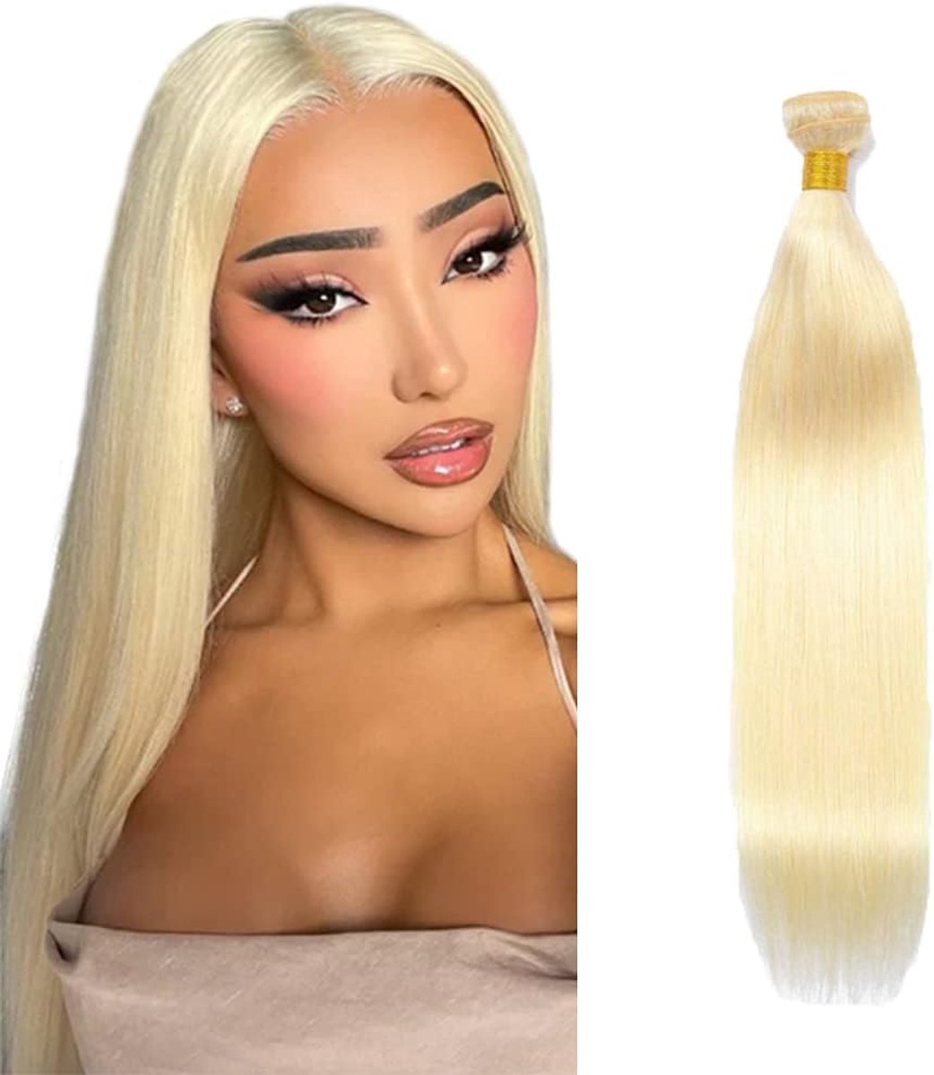 26 Inch #613 Blonde Color Straight Echt haar pruik Bundles Human Hair Extensions Double Weft Weave Unprocessed Virgin Bundles Minimal Shedding Soft and Silky For Women