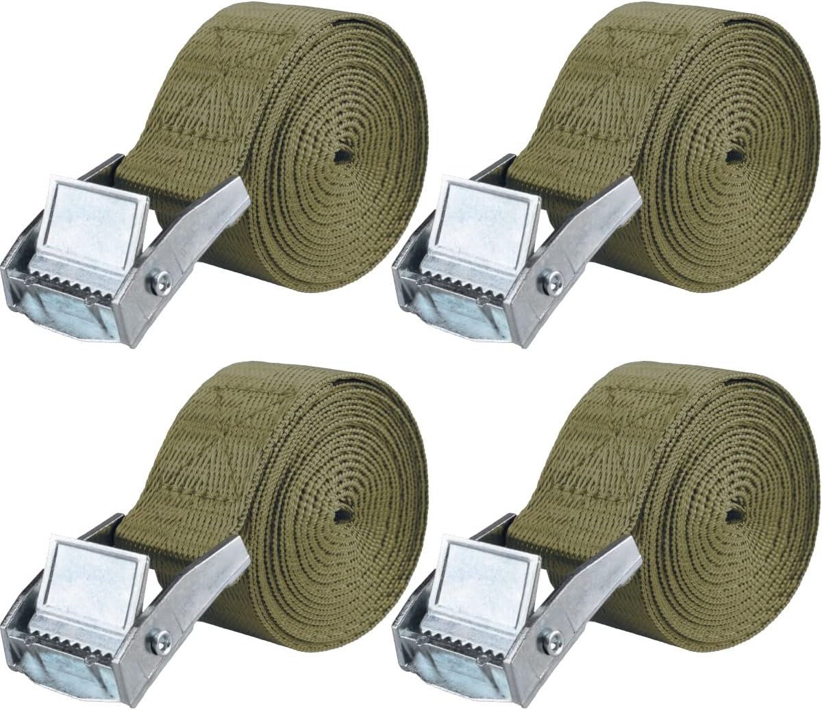 Ratelbanden voor het Bevestigen van Lasten - Stevige 3m Lange Straps in Army Green Kleur