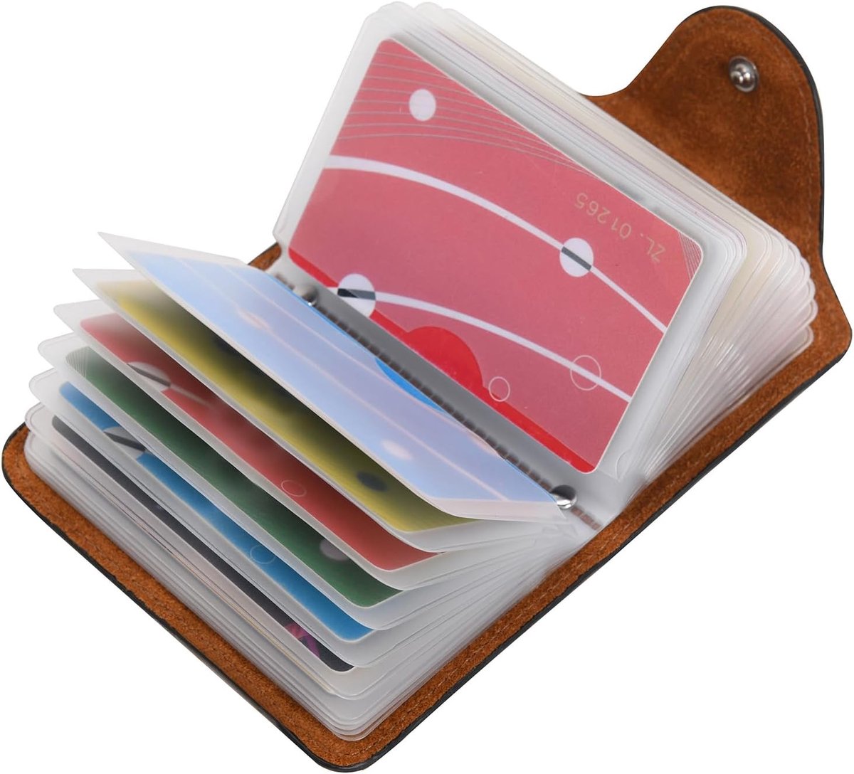 Zachte Lederen Compacte Portemonnee ID Bank Card Case Purse 20 Verdikking Duurzame Plastic Insert Mouwen, N-bruin, Eén maat, Modern